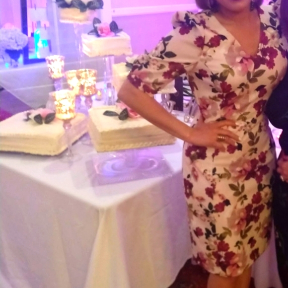 Calvin Klein Womens Dress Pink Floral V Neck A Line Sheath Size 6 - Picture 13 of 16